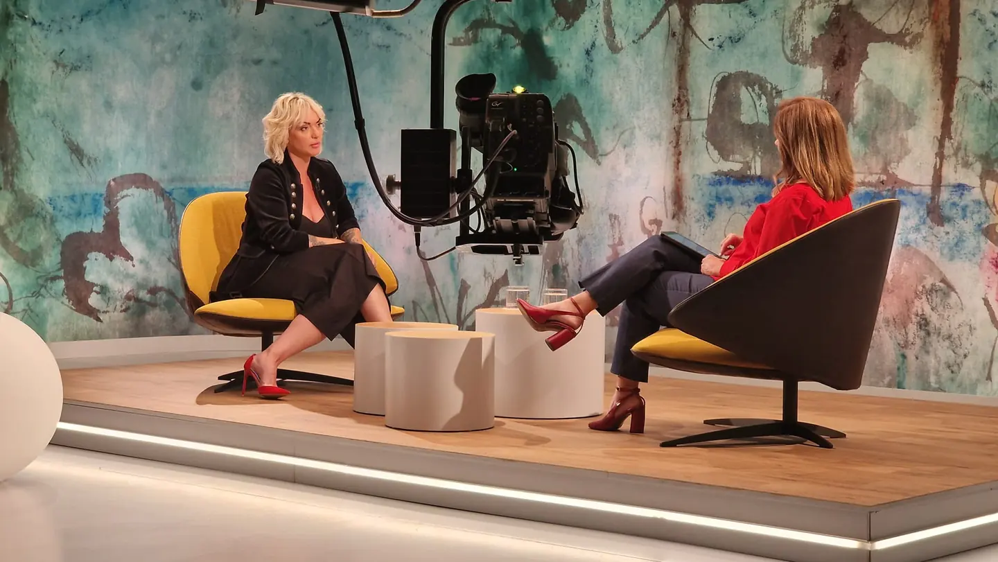 Interview on a television set